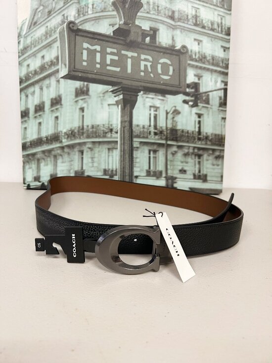 NWT COACH Men Coach 91305 Plaque Cut-To-Size Reversible Belt 38mm